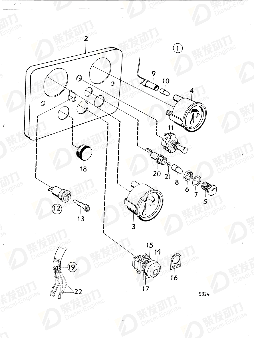 VOLVO Instrument Panel 844857 Drawing